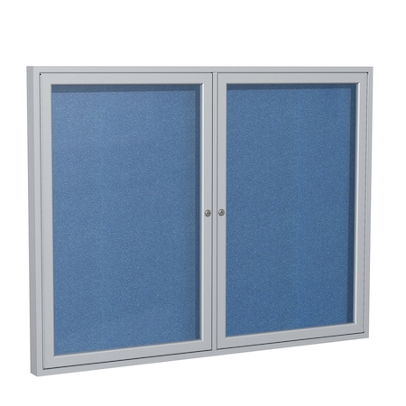 Ghent Enclosed Bulletin Board, 2 Door, Vinyl, 4 ft H x 5 ft W, Ocean PA24860VX-191